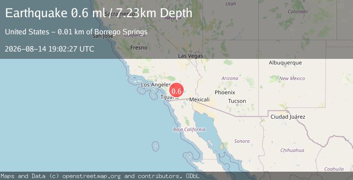 Map of 9 km NNW of Borrego Springs, CA