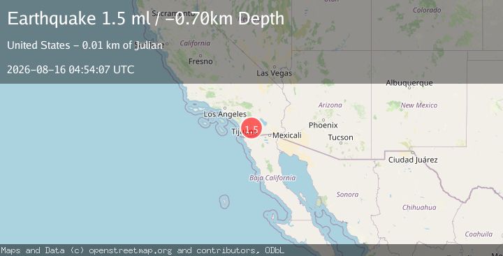 Map of 10 km SSE of Julian, CA