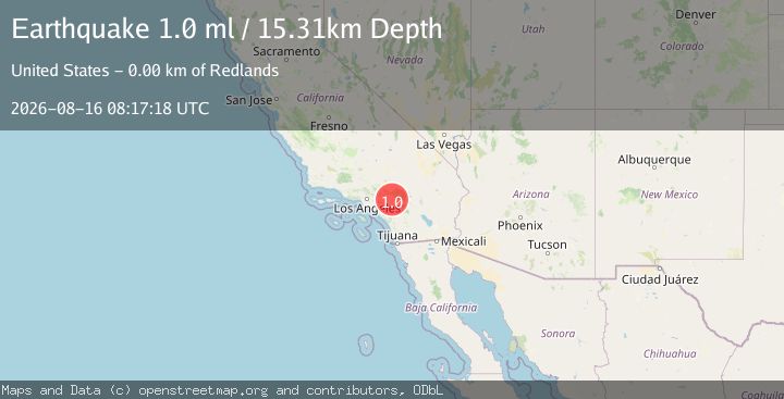 Map of 4 km SW of Redlands, CA