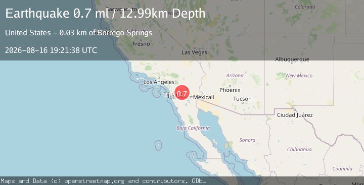 Map of 21 km SSW of Ocotillo Wells, CA