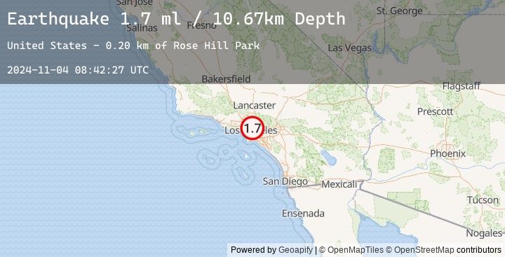 Map of 3 km SSE of Highland Park, CA