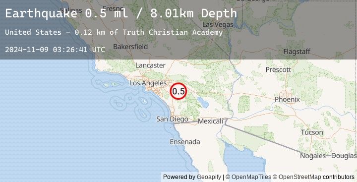 Map of 0 km ENE of Valle Vista, CA