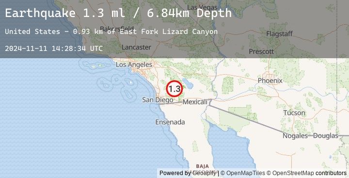 Map of 15 km S of Borrego Springs, CA