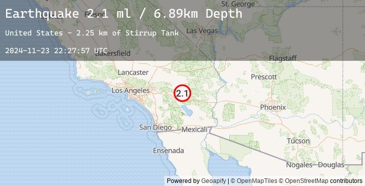Map of 22 km SSE of Twentynine Palms, CA