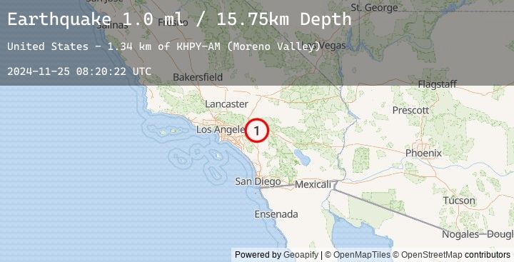 Map of 6 km SSW of Redlands, CA