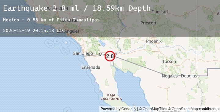 Map of 12 km E of Puebla, B.C., MX