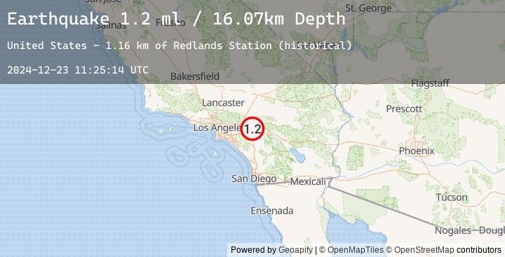 Map of 5 km SW of Redlands, CA