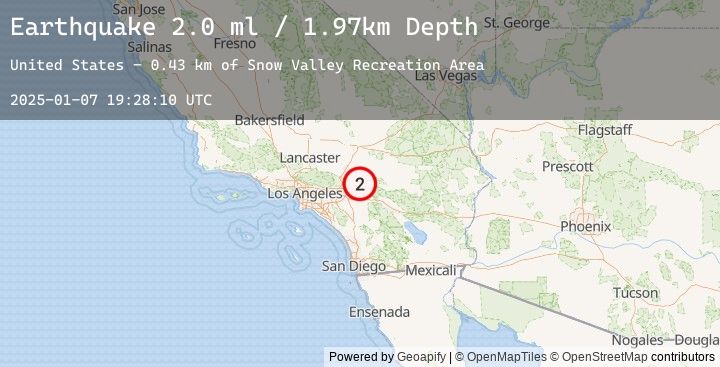 Map of 7 km ENE of Running Springs, CA