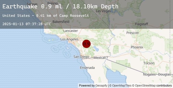 Map of 7 km SSE of Idyllwild, CA