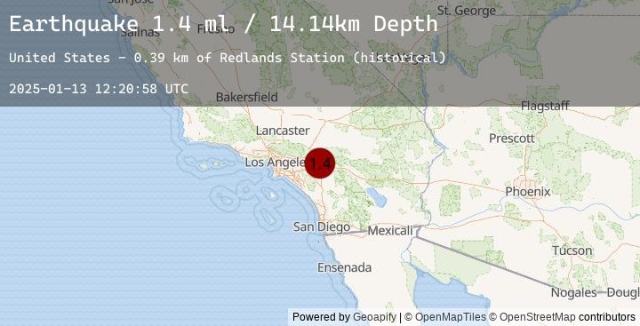 Map of 4 km SW of Redlands, CA
