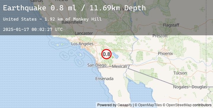 Map of 18 km NNW of Borrego Springs, CA
