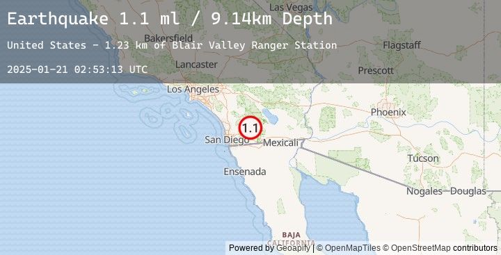 Map of 17 km ESE of Julian, CA