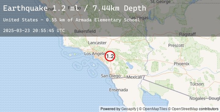 Map of 3 km SSE of Moreno Valley, CA