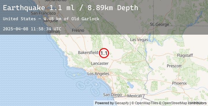 Map of 16 km WSW of Johannesburg, CA