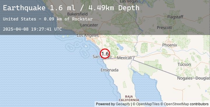 Map of 6 km NNW of Lakeside, CA