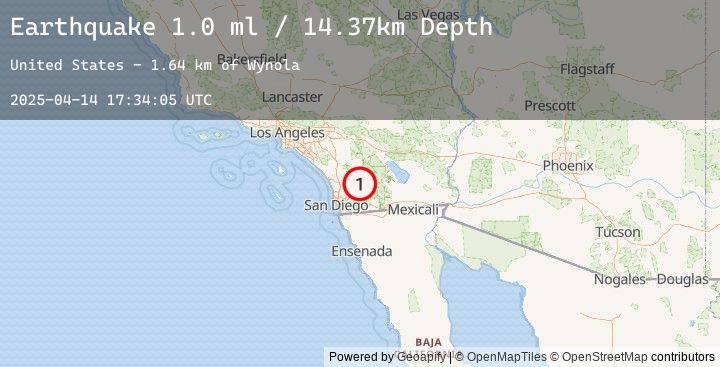 Map of 5 km NW of Julian, CA