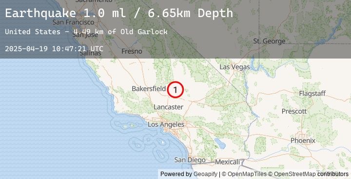 Map of 17 km WSW of Johannesburg, CA