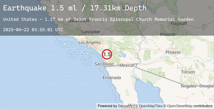 Map of 11 km SW of Palomar Observatory, CA