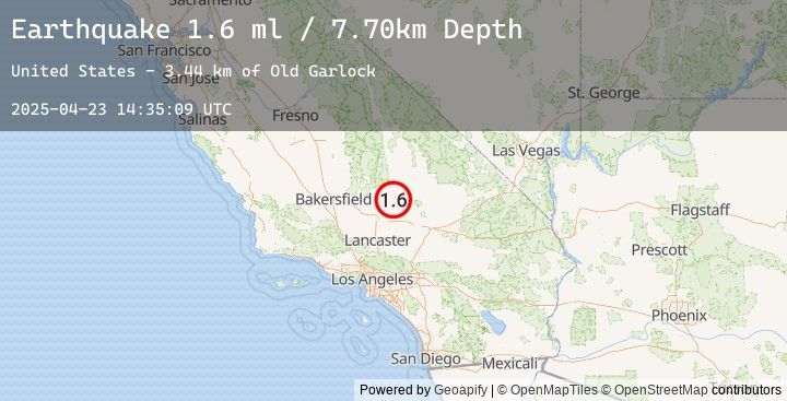 Map of 16 km W of Johannesburg, CA