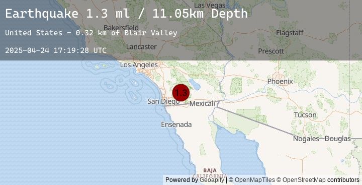 Map of 19 km ESE of Julian, CA