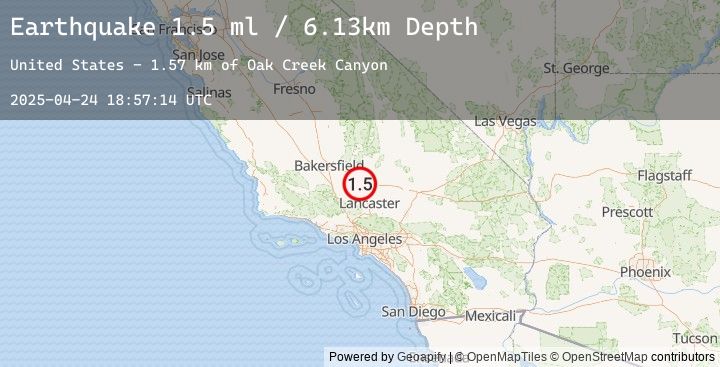 Map of 14 km SE of Tehachapi, CA