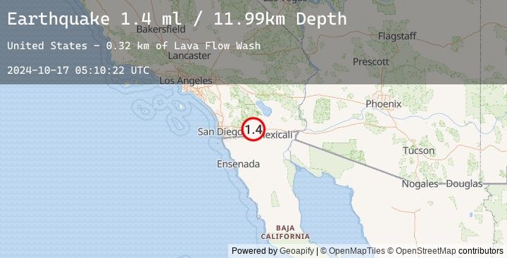 Map of 14 km WNW of Ocotillo, CA