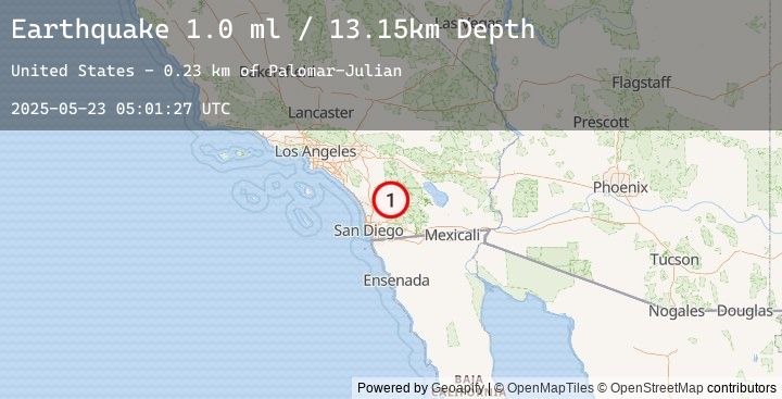 Map of 5 km E of Lake Henshaw, CA