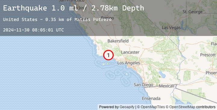 Map of 11 km N of Santa Barbara, CA