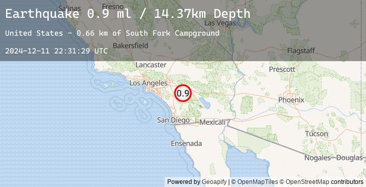 Map of 8 km SSW of Idyllwild, CA