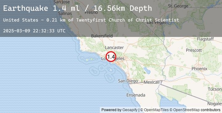 Map of 1 km SSE of North Hollywood, CA