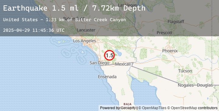 Map of 13 km SSW of Borrego Springs, CA