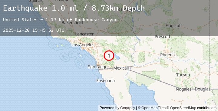 Map of 16 km N of Borrego Springs, CA