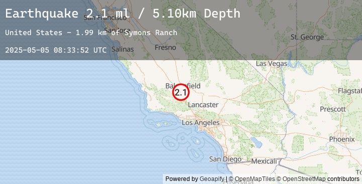 Map of 21 km SW of Lamont, CA