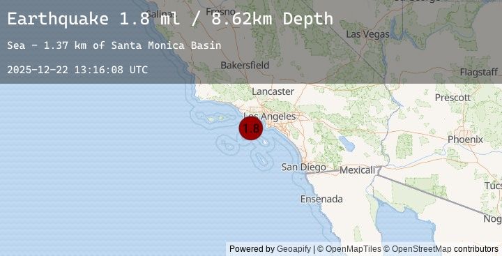 Map of 30 km S of Malibu, CA