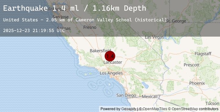 Map of 14 km SE of Tehachapi, CA