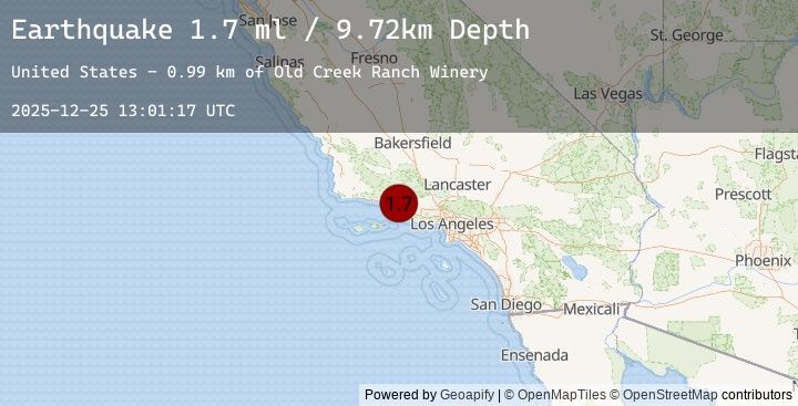 Map of 6 km SSW of Ojai, CA