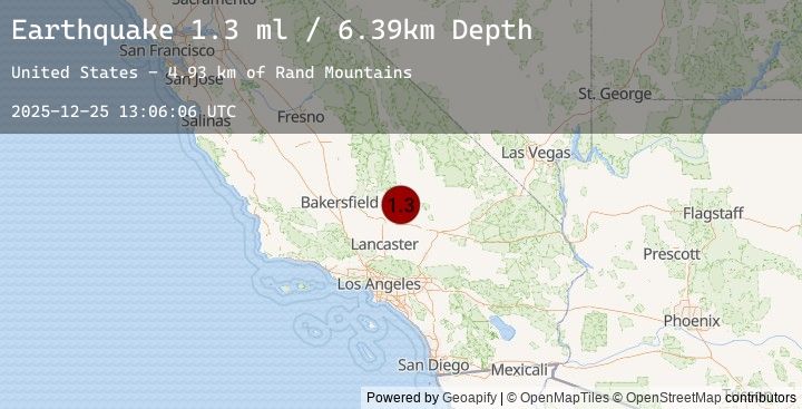 Map of 16 km WSW of Johannesburg, CA