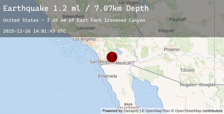 Map of 22 km SW of Ocotillo Wells, CA
