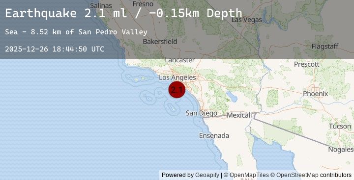 Map of 18 km S of San Pedro, CA