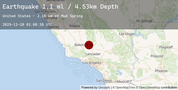 Map of 25 km N of Tehachapi, CA