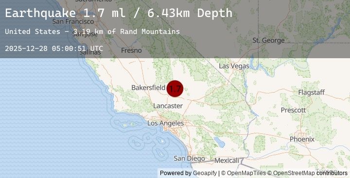 Map of 17 km WSW of Johannesburg, CA