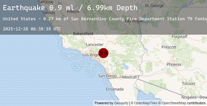 Map of 7 km N of Fontana, CA