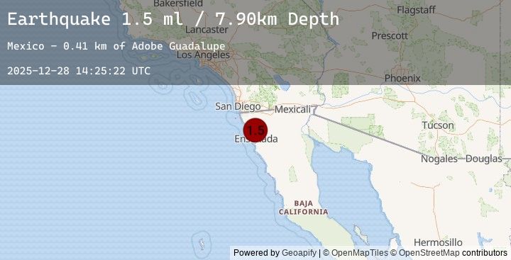 Map of 22 km NNE of El Sauzal, B.C., MX