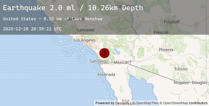 Map of 2 km ESE of Lake Henshaw, CA