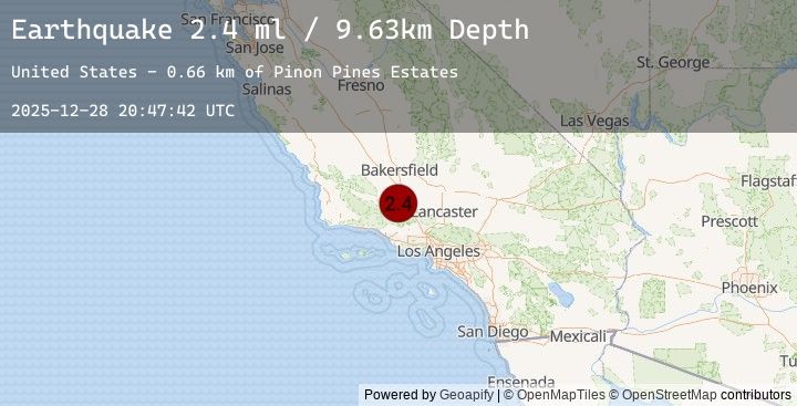 Map of 9 km W of Frazier Park, CA