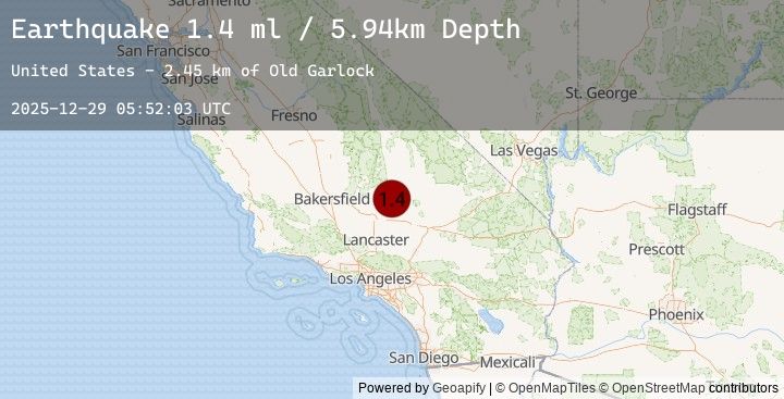 Map of 16 km W of Johannesburg, CA
