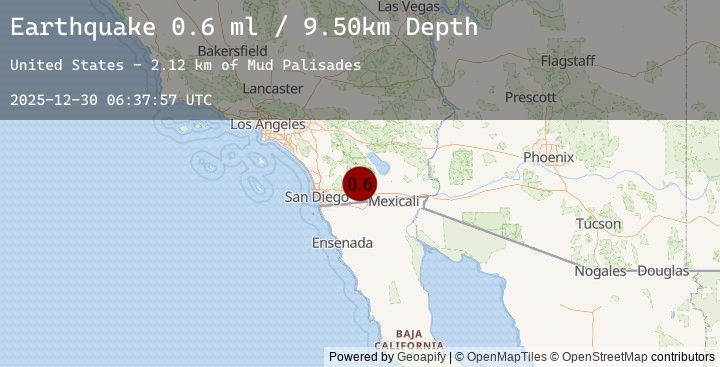 Map of 22 km SSW of Ocotillo Wells, CA