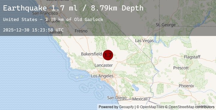 Map of 18 km WSW of Johannesburg, CA