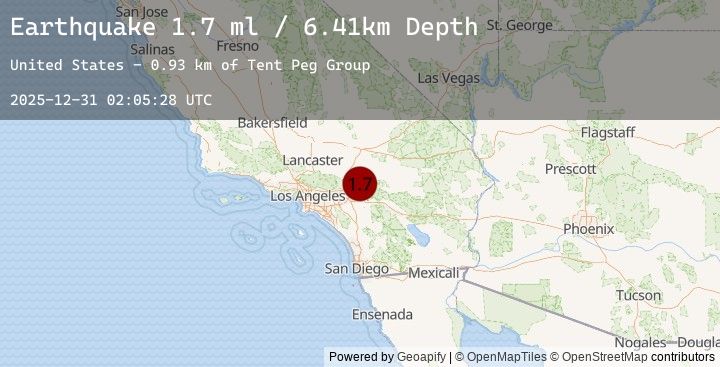 Map of 7 km NNE of Running Springs, CA
