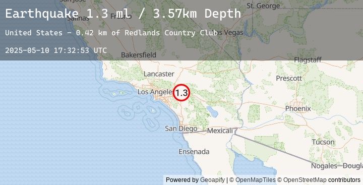 Map of 5 km SE of Redlands, CA